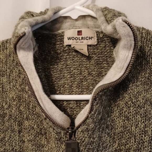 WOOLRICH Pullover Mock Neck Sweater Top women M Olive Green 1/2 zip up henley LS - Picture 5 of 10